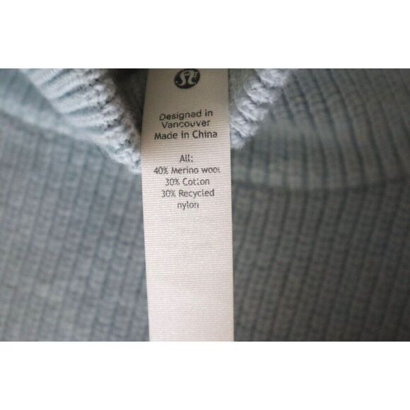 Lululemon Women's Sz 14 Blue Merino Wool-Blend Ribbed Turtleneck Sweater - Picture 5 of 9